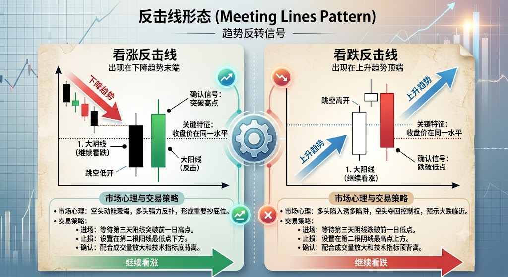 反击线形态 Meeting Lines candlestick pattern 反击线形态 Meeting Lines candlestick pattern