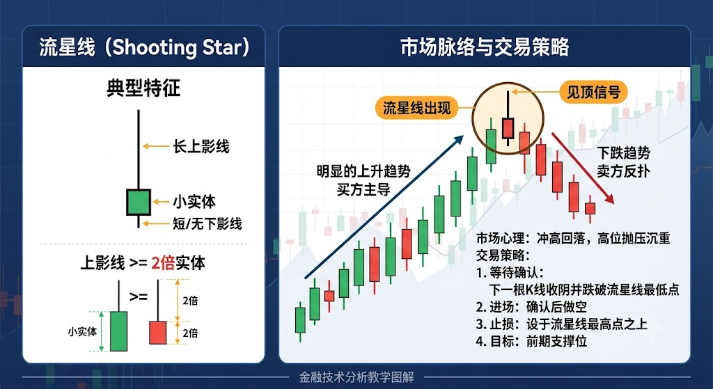 流星线 单根K线看跌反转形态。 流星线 单根K线看跌反转形态。